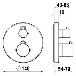 Laufen 2-Griff-Wannenthermostat Meda, Unterputz, 1 Mischwasserabgang, Chrom... LAUFEN-HF506676100000 7612738062033 (Abb. 1)