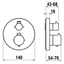 Laufen 2-Griff-Wannenthermostat Meda, Unterputz, mit Rohrunterbrecher, 2 Mischwa... LAUFEN-HF506687100000 7612738062002 (Abb. 1)