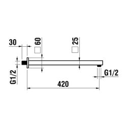Laufen Brausewandarm, quadratische Rosette, Ausladung 420mm, Chrom, passend zu K... LAUFEN-HF546026100000 7612738995713 (Abb. 1)