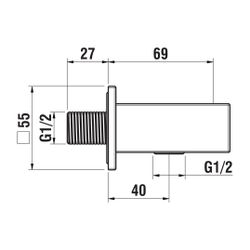 Laufen Anschlussbogen Quadriga für Handbrause, fester Halter, Ausladung 69mm, Ch... LAUFEN-HF901169100000 7612738997328 (Abb. 1)