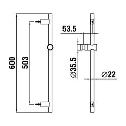 Laufen Brausestange TwinGliss, PVD Edelstahl-Optik, Höhe 600mm, Vollmetall, inte... LAUFEN-HF904791423000 7612738027599 (Abb. 1)