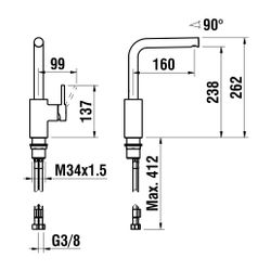 Laufen Einhebel-Waschtischmischer Twinplus Schwenkauslauf Ausladung 160mm, Chrom... LAUFEN-HF905408100000 7612738017439 (Abb. 1)