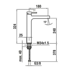 Laufen Einhebel-Waschtischmischer, ohne Ablaufventil, hohe Ausführung Twinplus F... LAUFEN-HF905419100000 7612738012588 (Abb. 1)