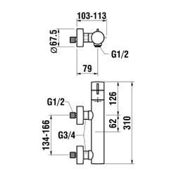 Laufen Brausethermostat Aufputz Twinplus Sicherheitstaste, 38 Grad C, Thermostat... LAUFEN-HF905451100600 7612738998189 (Abb. 1)
