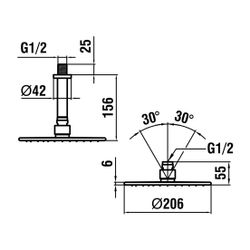 Laufen Kopfbrauseset, Deckenmontage Kopfbrause Durchmesser 206mm, Chrom, Deckena... LAUFEN-HF960104100001 7612738998813 (Abb. 1)