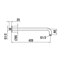 Laufen Brausewandarm, PVD Edelstahl-Optik, runde Rosette, Ausladung 420mm... LAUFEN-HF960109423001 7612738998851 (Abb. 1)
