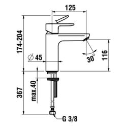 Laufen Waschtisch-Mischer Pro X, Ausladung 125mm, mit EcoPlus, ohne Ablaufventil... LAUFEN-HF506904198000 7612738148751 (Abb. 1)