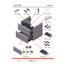 Laufen Waschtischunterbau Meda 448x584x515mm, 2 Schubladen, 1 Ordnungsbox, Griff... LAUFEN-H4215720112671 7612738095284 (Abb. 1)