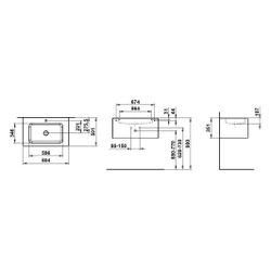 Laufen Waschplatz Folio 804x450x350mm, ohne Armaturenbank, Hahnloch und Überlauf... LAUFEN-H580FO35251121 7612738182724 (Abb. 1)