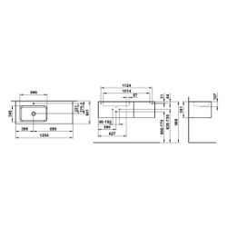 Laufen Waschplatz Folio 1254x450x350mm, Becken links, ohne Armaturenbank, Hahnlo... LAUFEN-H580FO75251121 7612738183325 (Abb. 1)