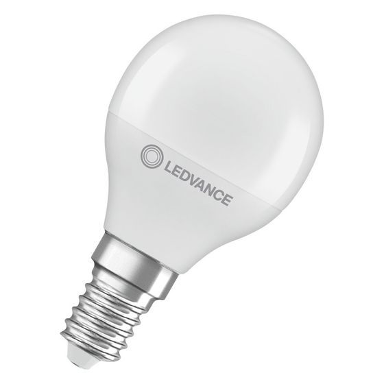 Ledvance LED-Lampe CLASSIC P 4,9W 470lm 2700K E14, 45x79mm, Mattiert, Weiß