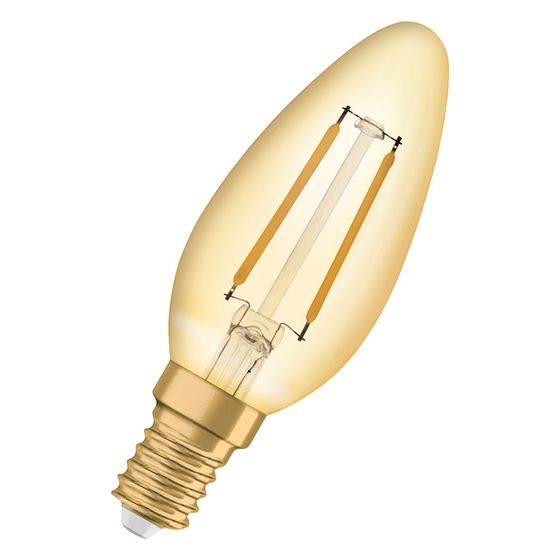 Ledvance LED-Filament-Kerzenlampe Vintage 1906 Classic B, 2,5W, 220lm, 2400K, E14, Glas, Gold