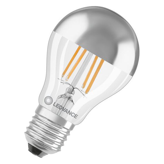 Ledvance LED-Filamentlampe Classic A Mirror 6,5W 827 E27, 650lm, 2700K, Silber