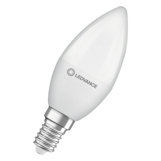 Ledvance LED-Kerzenlampe Classic B 4,9W 827 E14, 470 lm, 2700 K, Matt, Weiß, LED CLB40 4,9 W