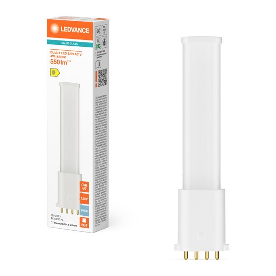 Ledvance LED-Kompaktleuchtstofflampe DULUX LED S/E9 AC MAINS VALUE, 4W, 6500K, 2G7, AC85414