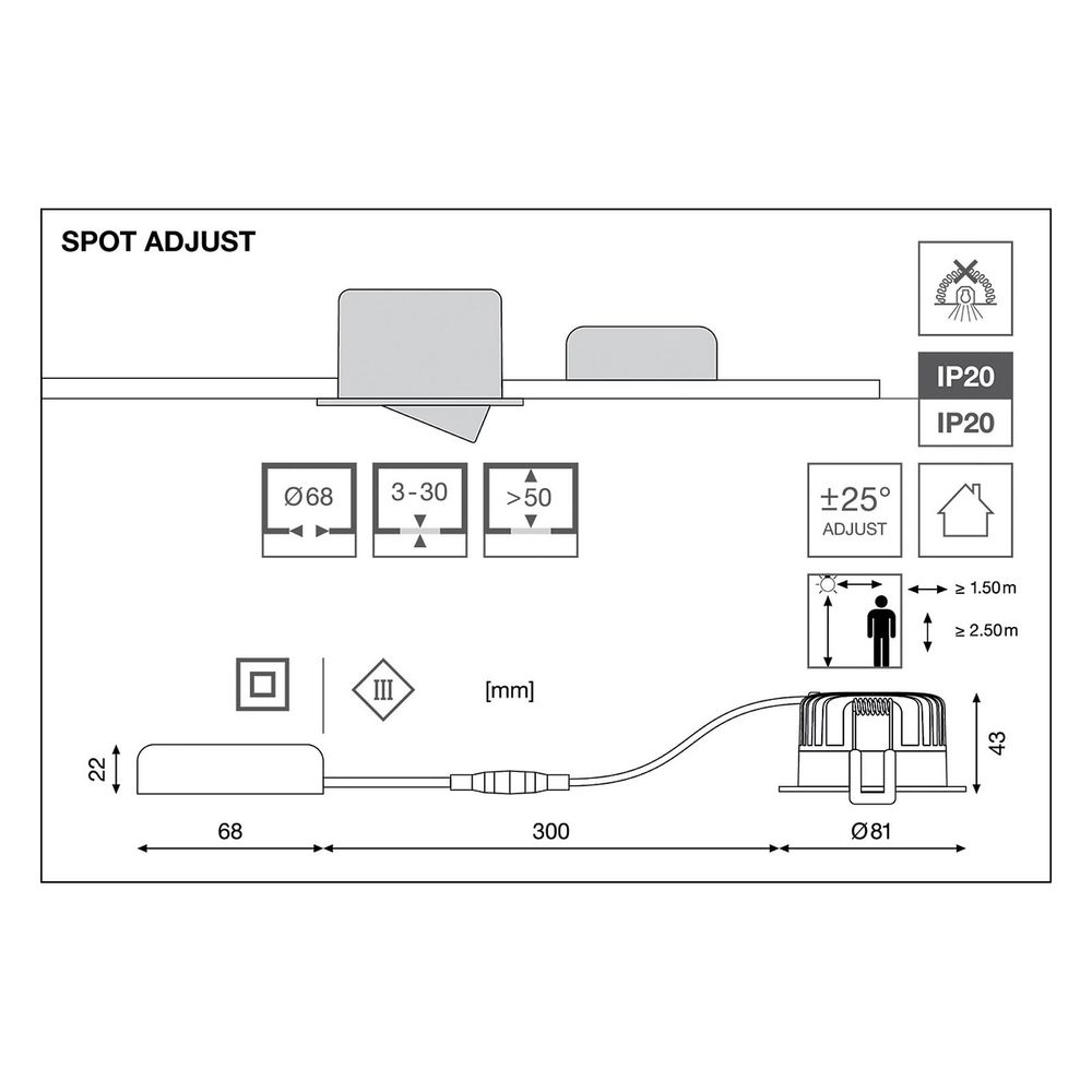 Ledvance LED-Einbauleuchte Spot Adjust, 36 Grad, 81x43mm, Aluminium, Weiß, SP A... LEDVANCE-4058075799646 4058075799646 (Abb. 3)