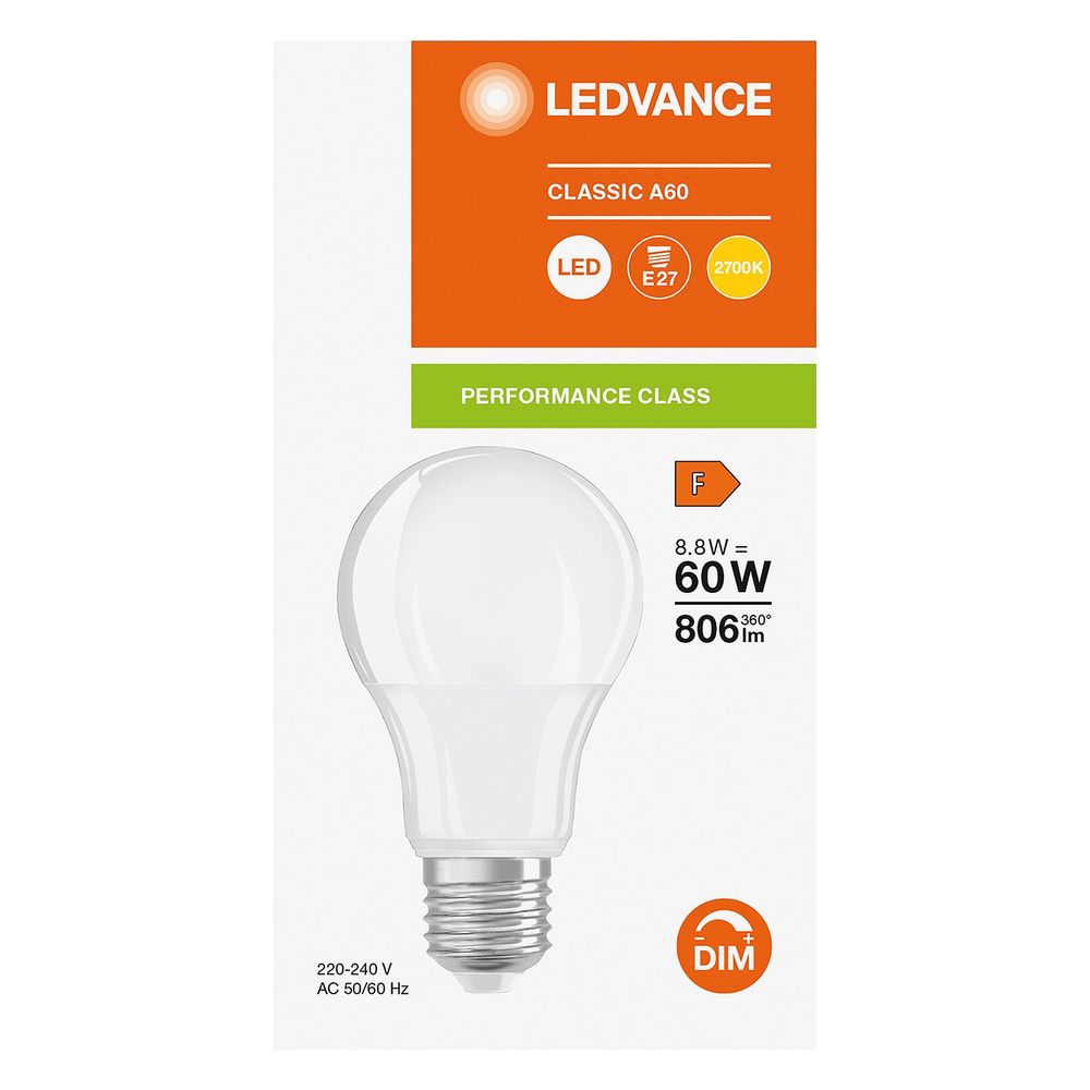 Ledvance LED-Lampe Classic A 60 DIM P, 8,8W 806lm 2700K E27, Matt, Weiß, LED CL... LEDVANCE-4099854043970 4099854043970 (Abb. 2)