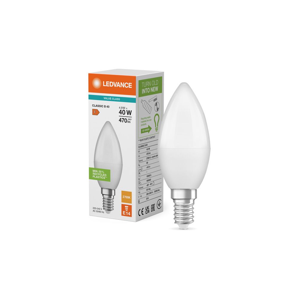 Ledvance LED-Kerzenlampe Classic B 4,9W 827 E14, 470 lm, 2700 K, Matt, Weiß, LE... LEDVANCE-4099854049309 4099854049309 (Abb. 5)