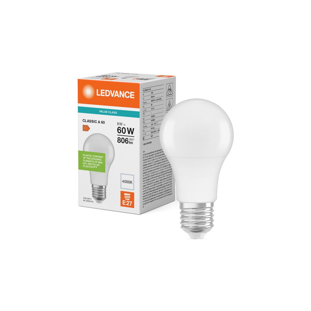 Ledvance LED-Lampe Classic A, 8W, 806 lm, E27, Matt, Weiß, LED CLA60 8W 84... LEDVANCE-4099854049149 4099854049149 (Abb. 5)