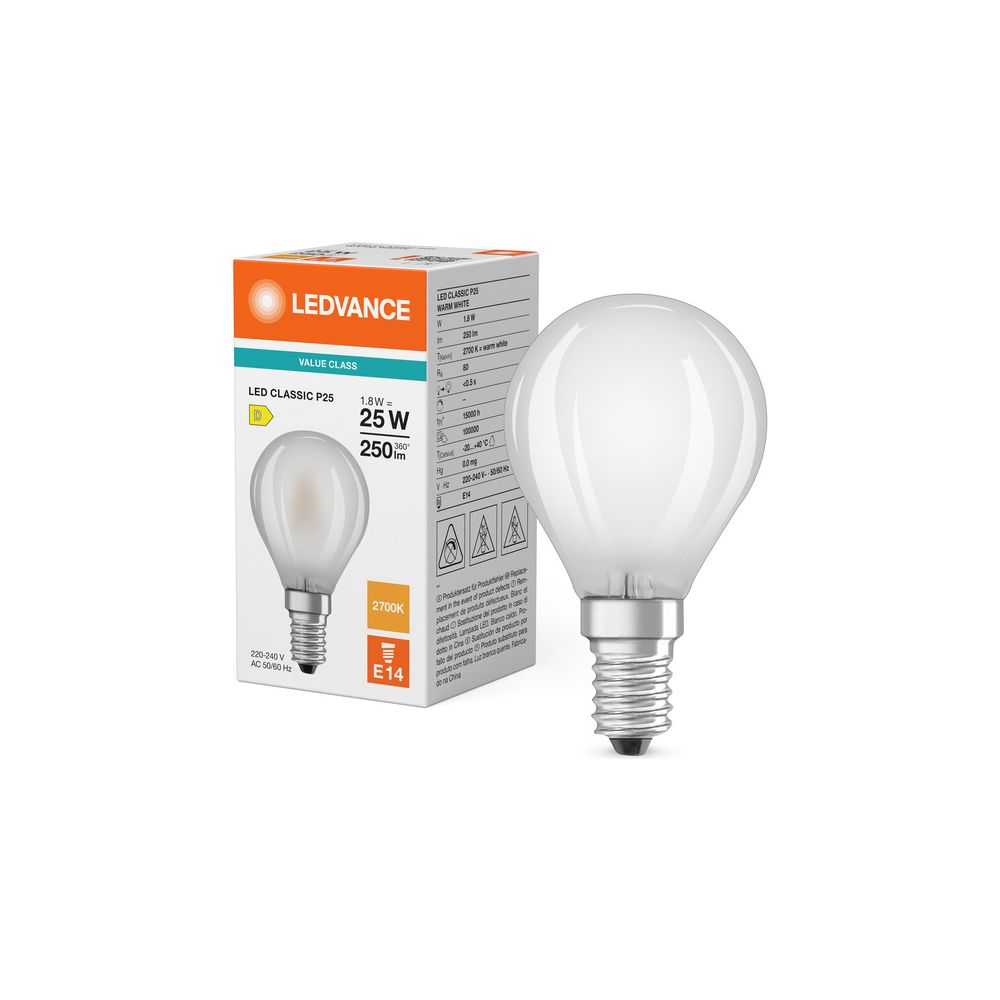 Ledvance LED-Lampe Classic P 1,8W 827 E14, 250lm, 2700K, Matt, 80x45mm... LEDVANCE-4099854468216 4099854468216 (Abb. 5)