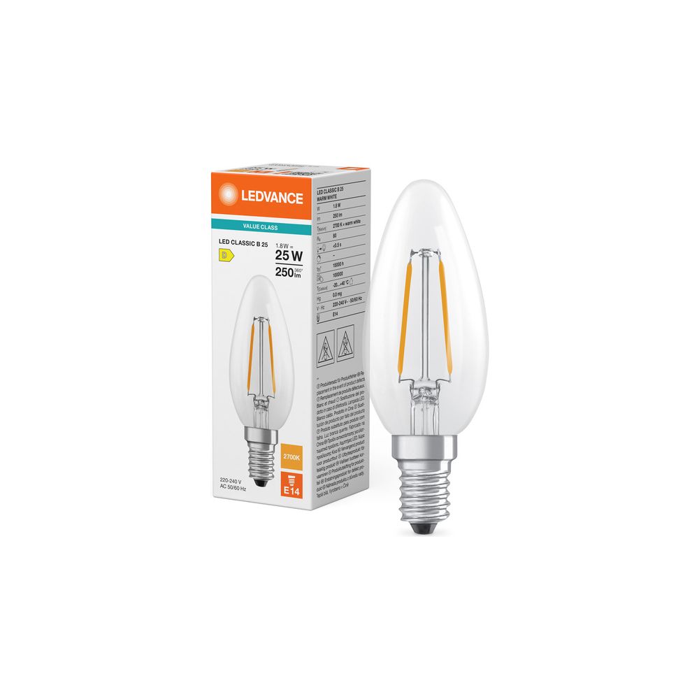 Ledvance LED-Kerzenlampe Classic B 1,8W 827 E14, 250lm, 2700K, Klar... LEDVANCE-4099854466298 4099854466298 (Abb. 5)