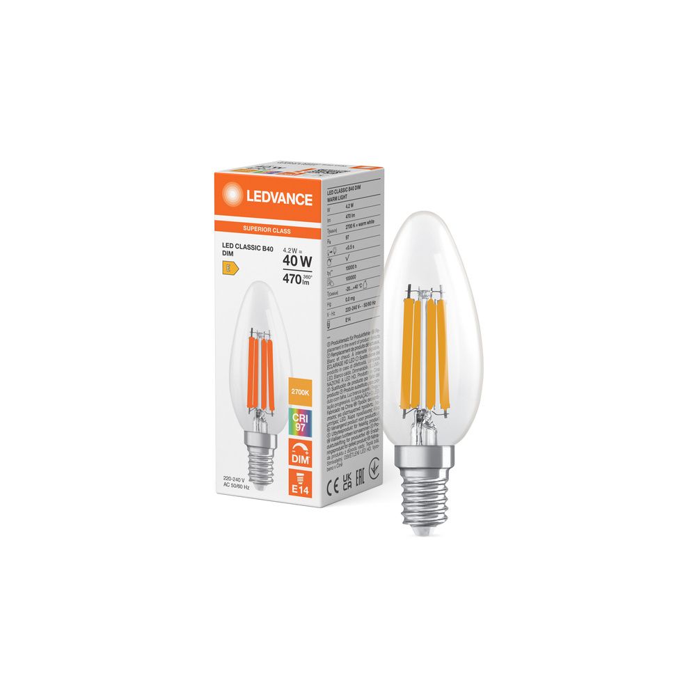 Ledvance LED-Kerzenlampe Classic B 40, 4,2W 470lm 2700K E14, Dimmbar, Klar, LED... LEDVANCE-4099854065590 4099854065590 (Abb. 5)