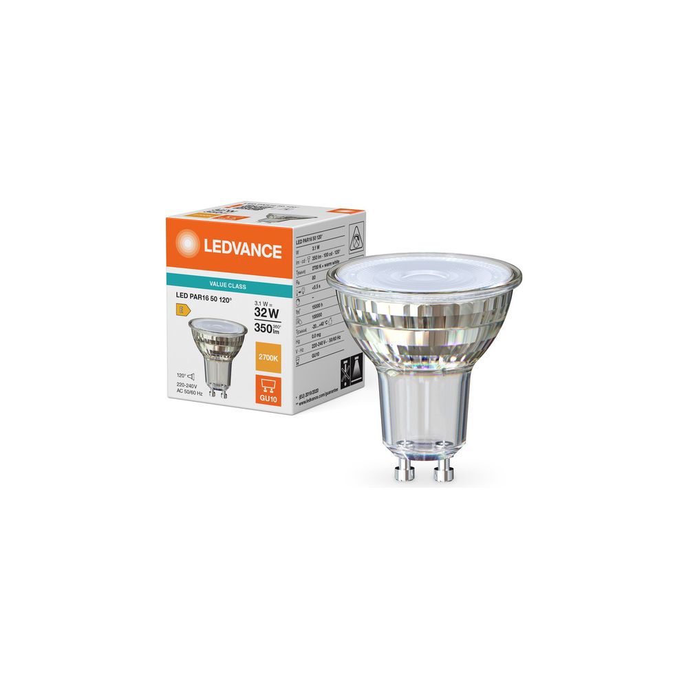 Ledvance LED-Reflektorlampe PAR16, 3,1W, 350lm, 2700K, 120 Grad, GU10, Glas, Wa... LEDVANCE-4099854458088 4099854458088 (Abb. 5)