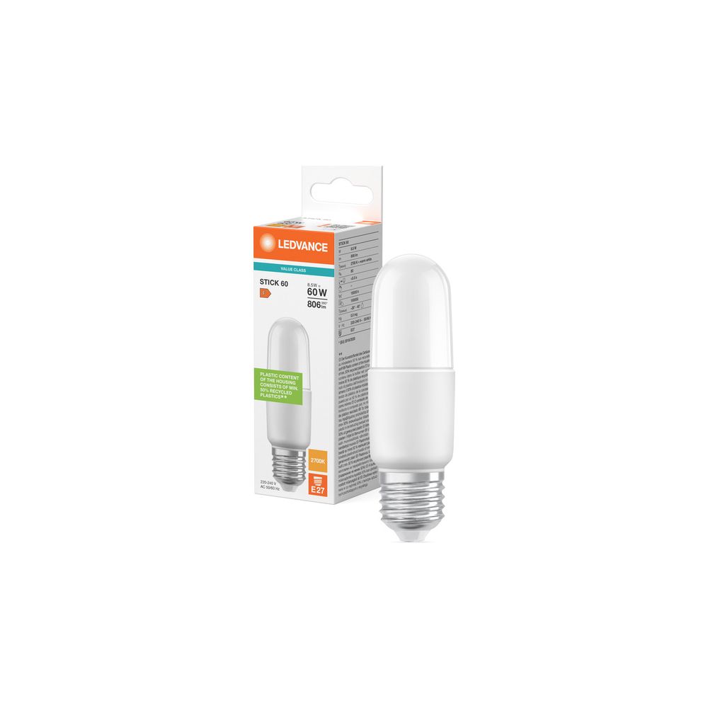 Ledvance LED-Lampe Classic Stick 8,5W 806lm 2700K E27, 118mm, Matt, Weiß... LEDVANCE-4099854057113 4099854057113 (Abb. 5)