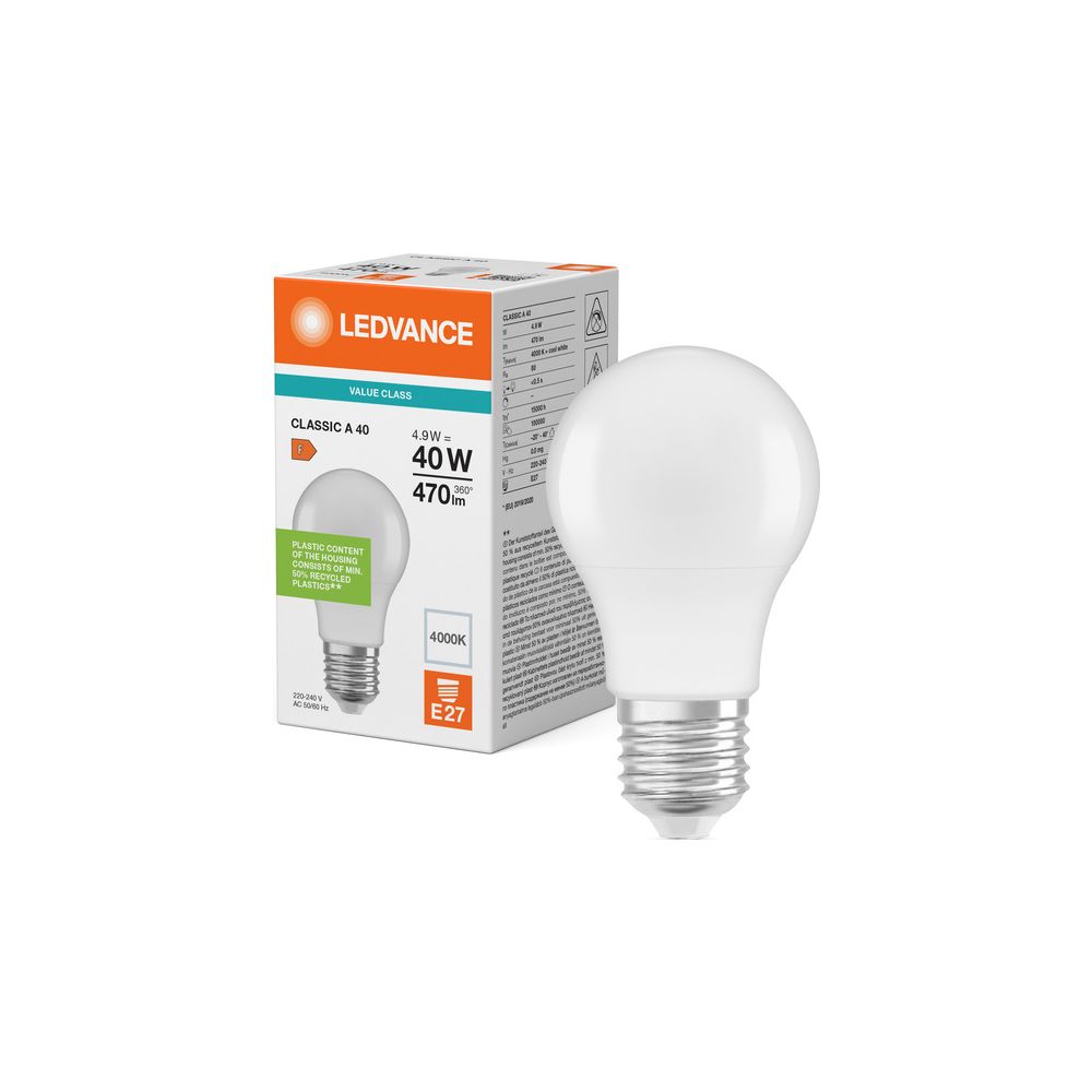 Ledvance LED-Lampe Classic A 4,9W 470lm 4000K E27, 4,9W, 470lm, 4000K, E27, Mat... LEDVANCE-4099854049538 4099854049538 (Abb. 5)