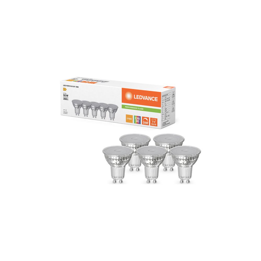 Ledvance LED-Reflektorlampe PAR16 DIM P, 3,7W 350lm 2700K GU10, Glas, Warm weiß... LEDVANCE-4099854457586 4099854457586 (Abb. 5)