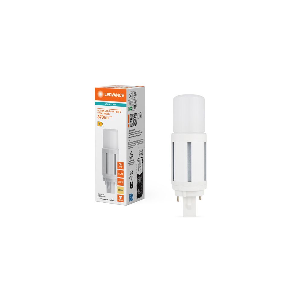 Ledvance LED-Lampe DULUX D18 VT EM & AC MAINS VALUE, 7,5W 870lm 3000K G24d, Mat... LEDVANCE-4058075821859 4058075821859 (Abb. 7)