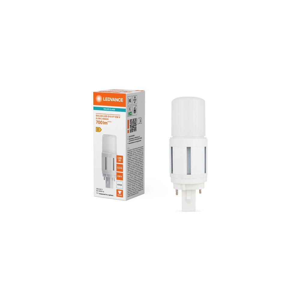 Ledvance LED-Lampe DULUX D13 VT EM & AC MAINS VALUE, 5,5W 700lm 4000K G24d, Mat... LEDVANCE-4058075821835 4058075821835 (Abb. 7)