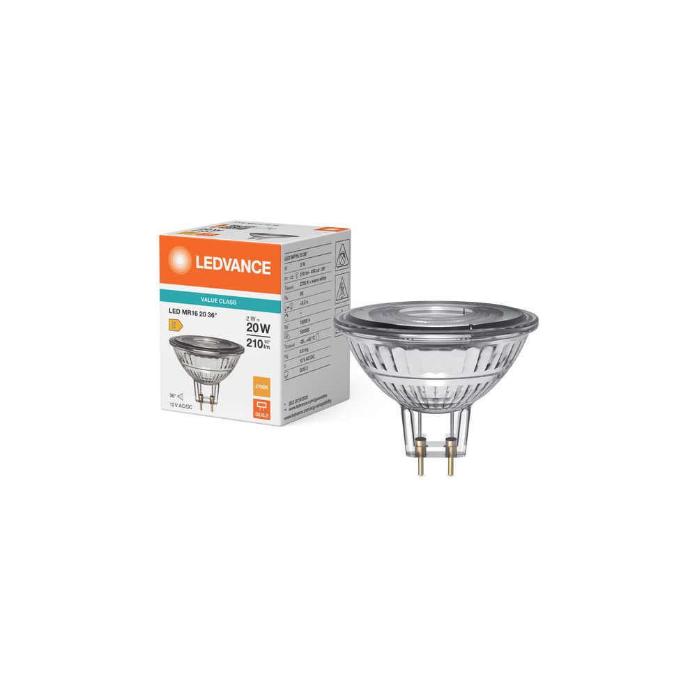 Ledvance LED-Reflektorlampe MR16 P, 2W 210lm 2700K 36 Grad GU5.3, Glas, Klar... LEDVANCE-4099854457760 4099854457760 (Abb. 5)