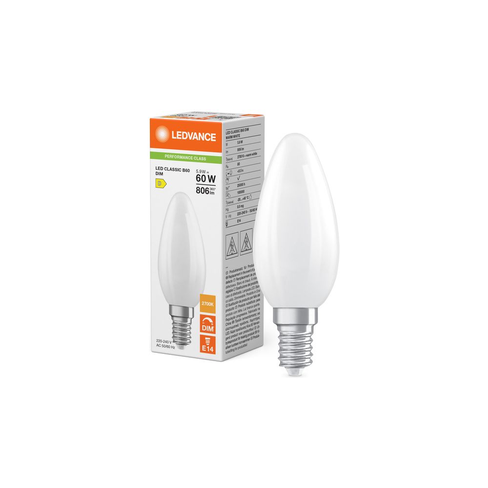 Ledvance LED-Kerzenlampe Classic B 60, 5,9W, 806 lm, 2700 K, E14, Dimmbar, Matt... LEDVANCE-4099854464515 4099854464515 (Abb. 5)
