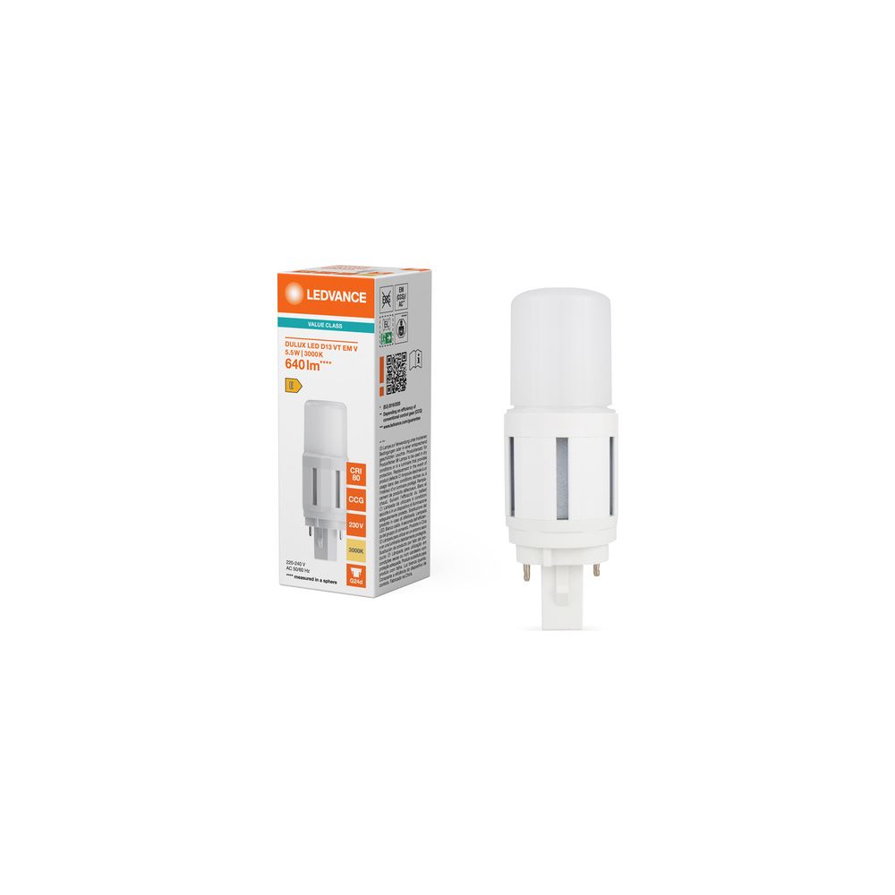 Ledvance LED-Lampe DULUX LED D13 VT EM & AC MAINS VALUE, 5,5W 640lm 3000K G24d,... LEDVANCE-4058075821811 4058075821811 (Abb. 7)