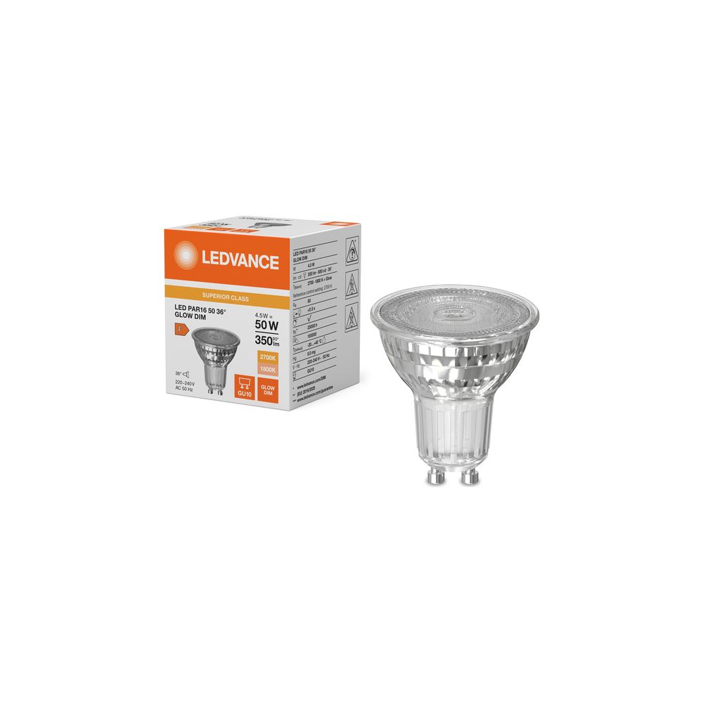 Ledvance LED-Reflektorlampe PAR16 GLOWdim, 4,5W 350lm 1800-2700K GU10, Glas, We... LEDVANCE-4099854071430 4099854071430 (Abb. 6)