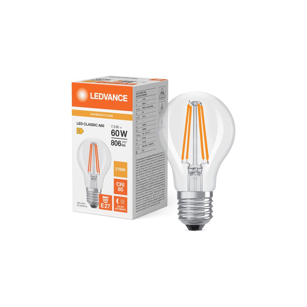 Ledvance LED-Lampe Classic A Daylight Sensor S, 7,3W 806lm 2700K E27, Klar... LEDVANCE-4099854048210 4099854048210 (Abb. 5)