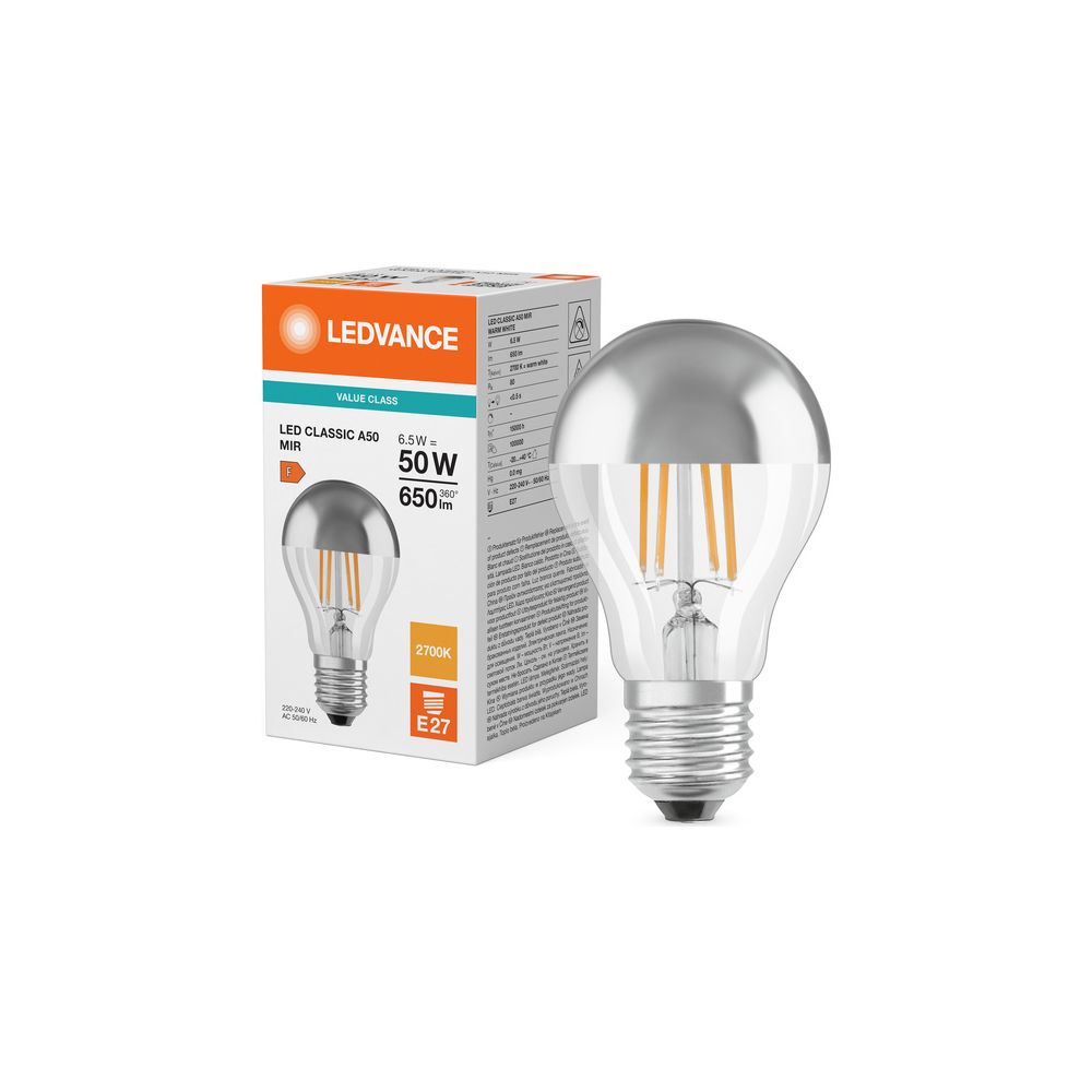 Ledvance LED-Filamentlampe Classic A Mirror 6,5W 827 E27, 650lm, 2700K, Silber... LEDVANCE-4099854062742 4099854062742 (Abb. 5)