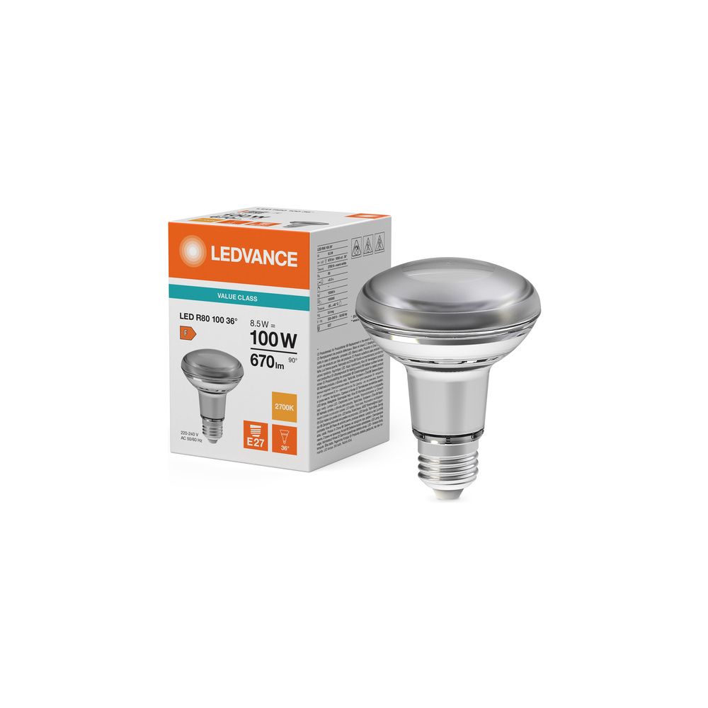 Ledvance LED-Reflektorlampe R80, 8,5W 670lm 2700K 36 Grad E27, Glas, Warm weiß... LEDVANCE-4099854050114 4099854050114 (Abb. 5)