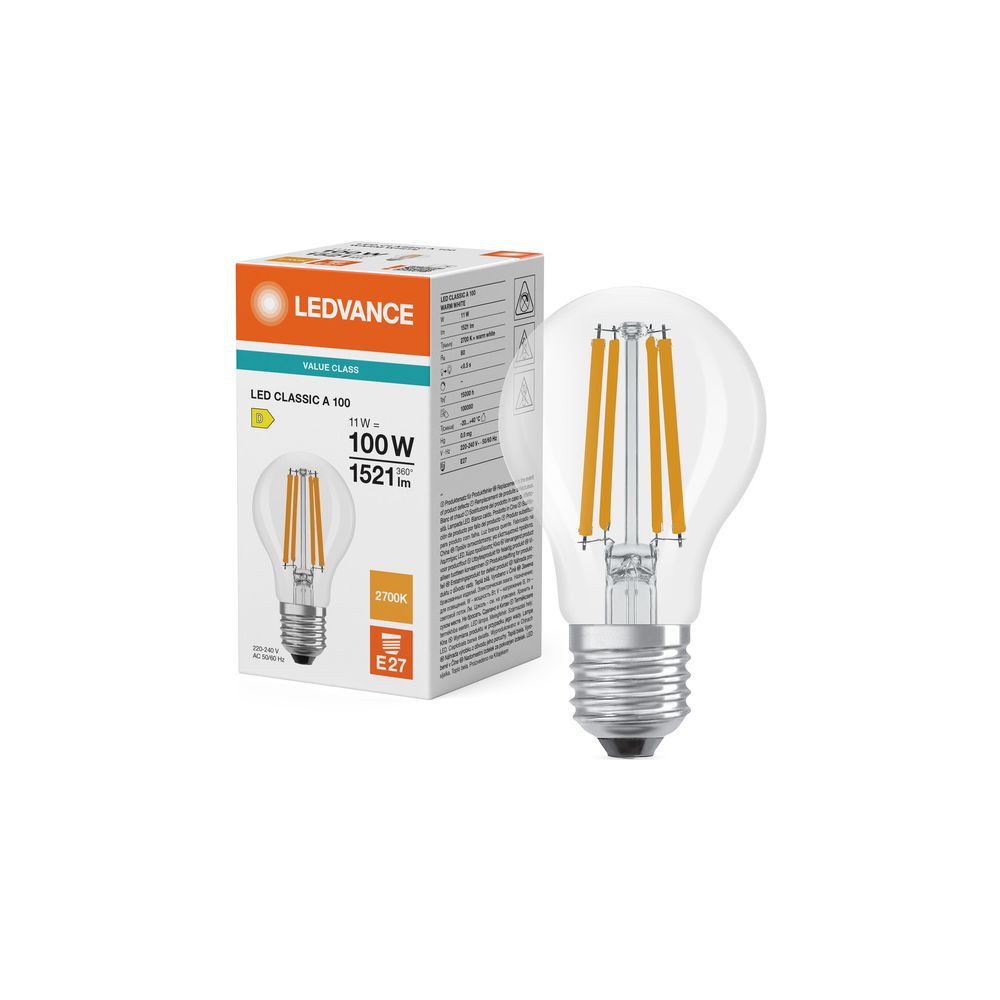 Ledvance LED-Filamentlampe Classic A 100, 11W, 1.521lm, 2.700K, E27, Klar... LEDVANCE-4099854465833 4099854465833 (Abb. 5)