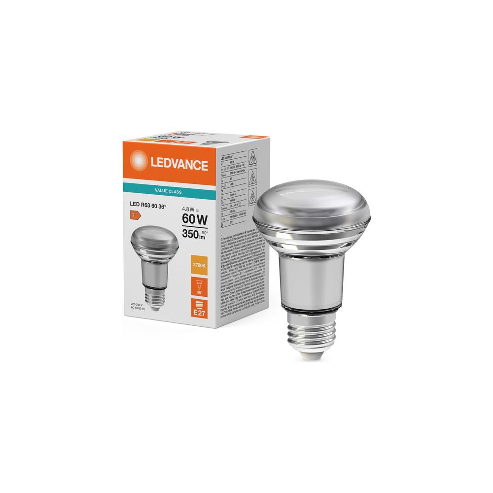 Ledvance LED-Reflektorlampe R63, 4,8W 36 Grad 2700K E27, Glas, Warm weiß... LEDVANCE-4099854048371 4099854048371 (Abb. 5)