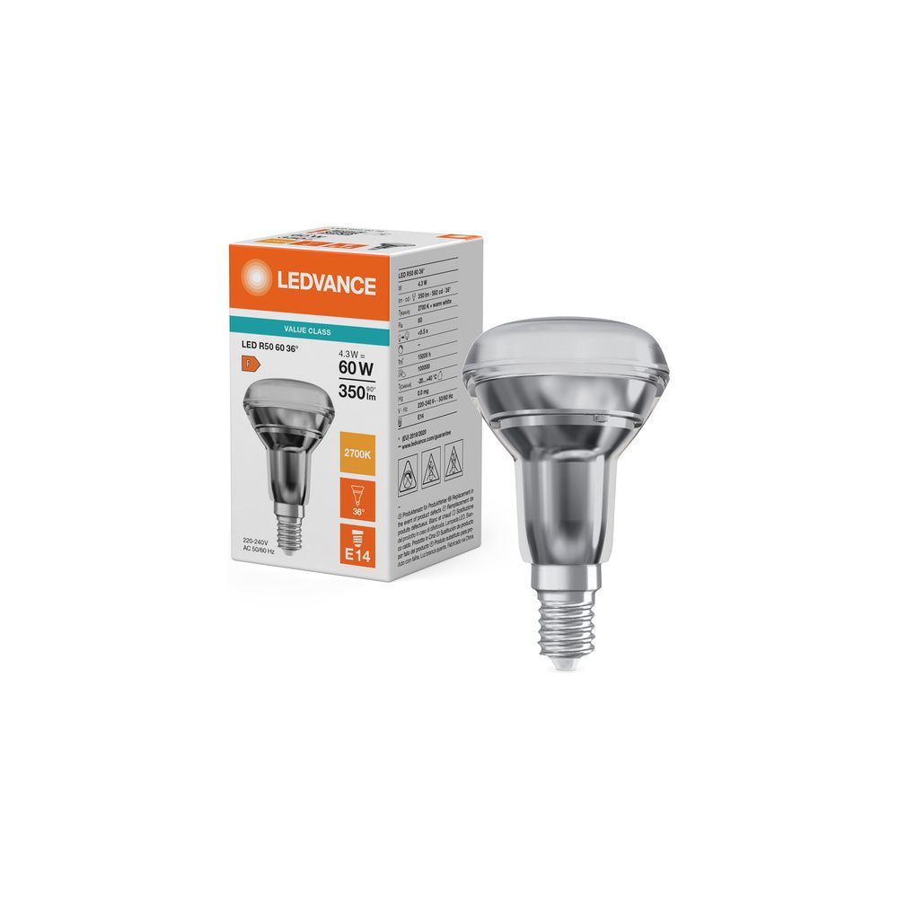 Ledvance LED-Reflektorlampe R50, 4,3W, 350lm, 2700K, E14, Glas, Warm weiß... LEDVANCE-4099854058714 4099854058714 (Abb. 5)