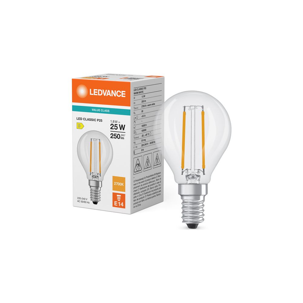 Ledvance LED-Lampe Classic P V, 1,8W 250lm 2700K E14, Klar... LEDVANCE-4099854468117 4099854468117 (Abb. 5)