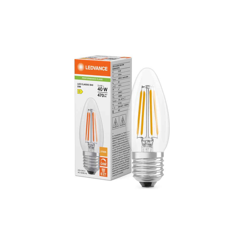 Ledvance LED-Kerzenlampe Classic B, 3,4W 470lm 2700K E27, Dimmbar, Glas, Klar, ... LEDVANCE-4099854439001 4099854439001 (Abb. 5)
