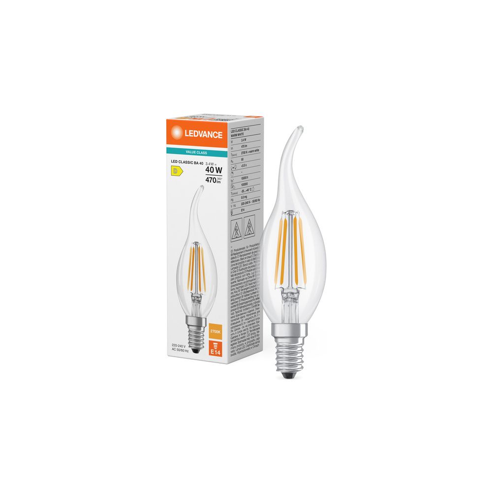 Ledvance LED-Lampe Classic BA 40 Filament, 3,4W 470lm 2700K E14, Glas, klar... LEDVANCE-4099854466793 4099854466793 (Abb. 5)