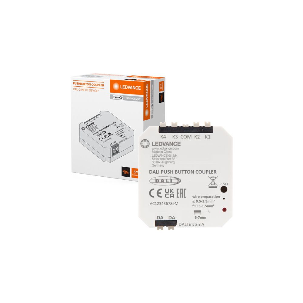 Ledvance Tasterkoppler DALI-2, 4 potenzialfreie Eingänge, IP20, Weiß... LEDVANCE-4058075837607 4058075837607 (Abb. 3)