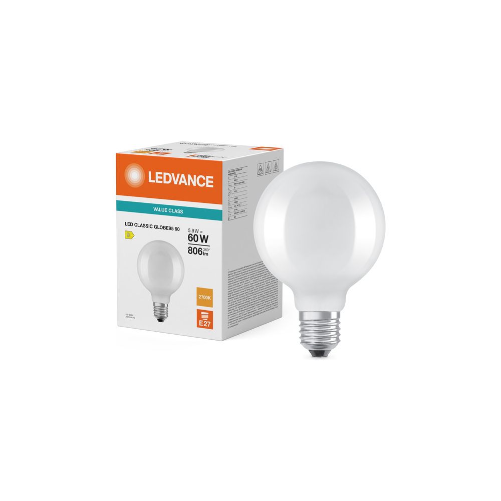 Ledvance LED-Globe Classic 95, 5,9W, 806lm, 2700K, E27, Matt, LED G9560 5,9 W... LEDVANCE-4099854465598 4099854465598 (Abb. 5)