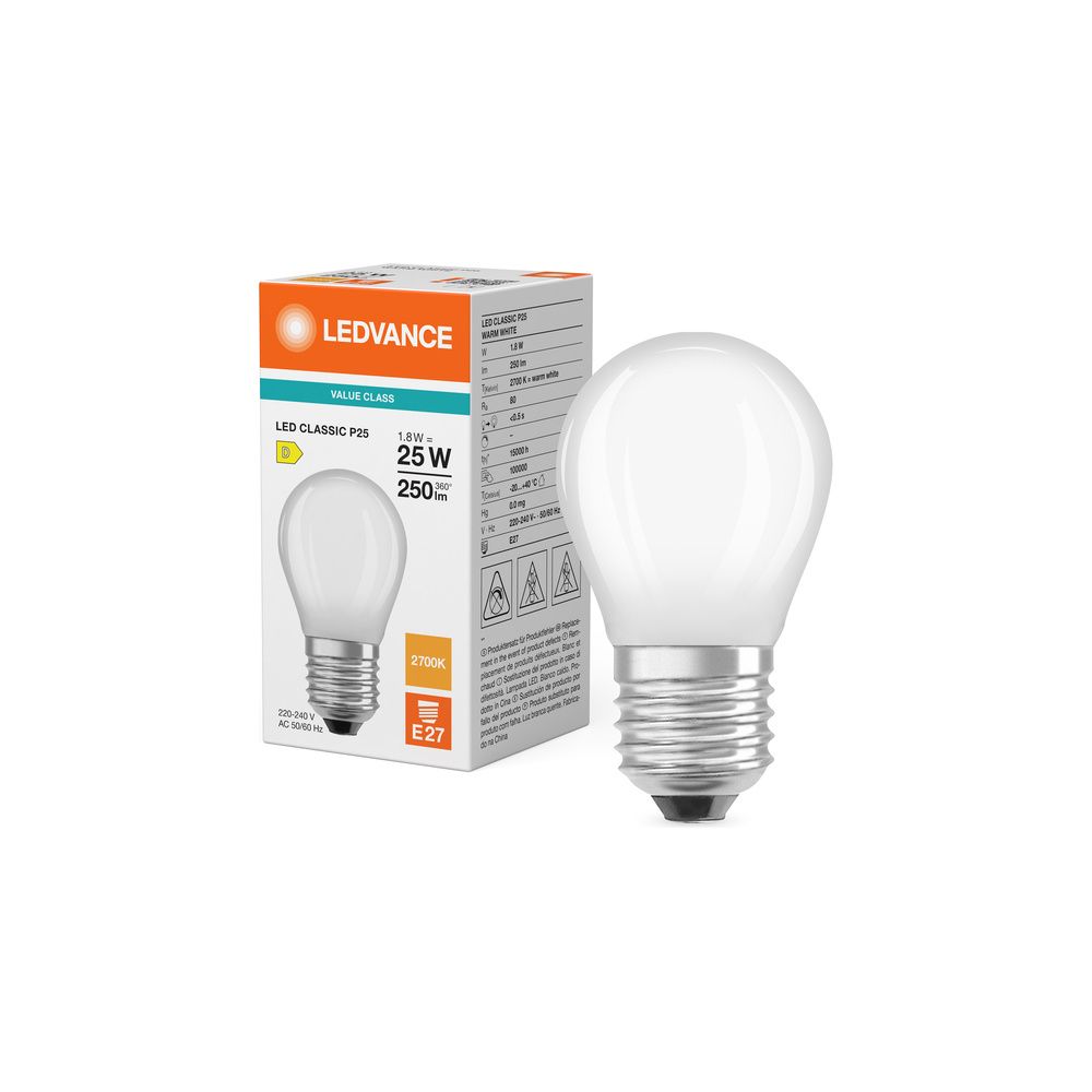 Ledvance LED-Lampe Classic P 1,8W 827 E27, 250lm, 2700K, Matt, 80x45mm... LEDVANCE-4099854467950 4099854467950 (Abb. 5)