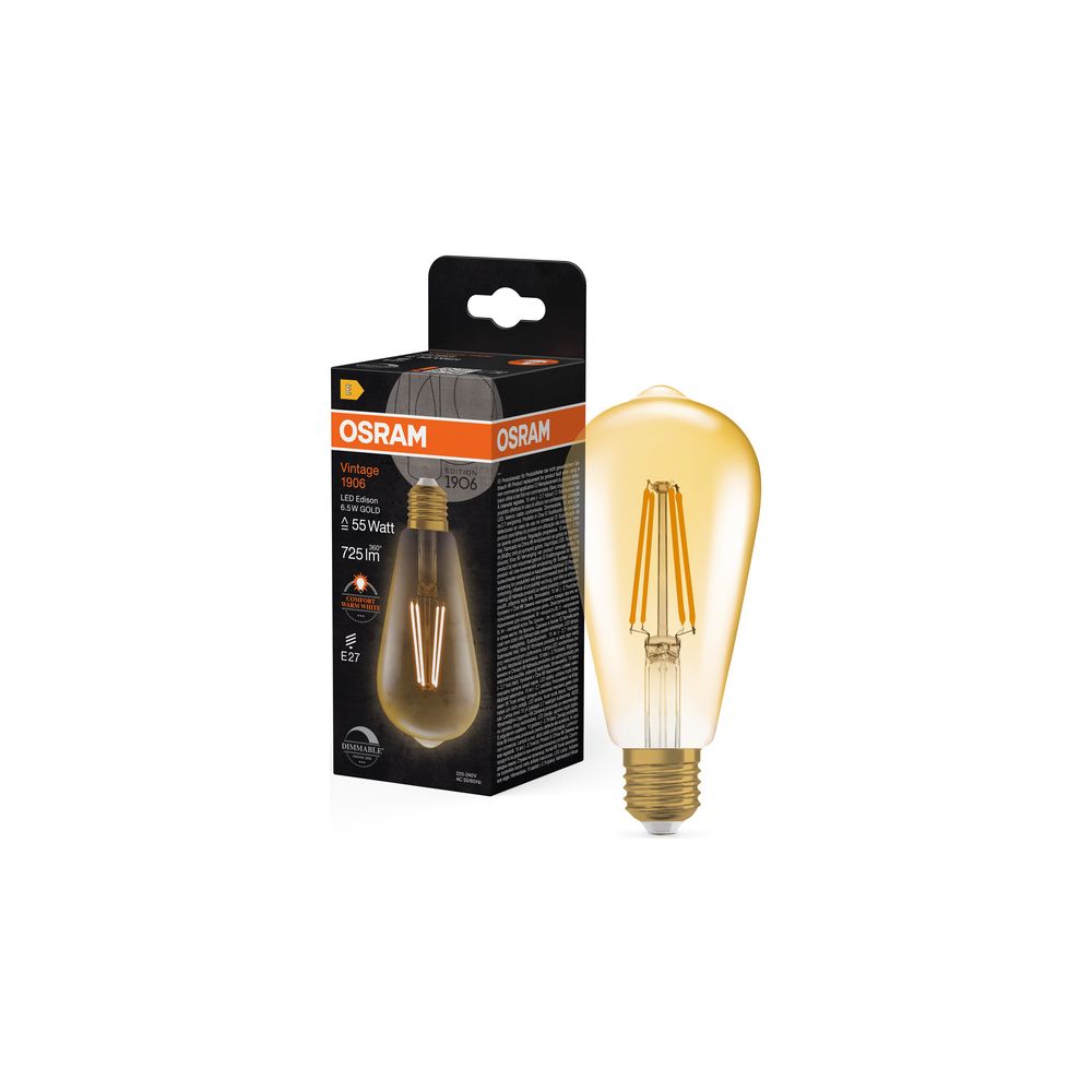 Ledvance LED-Filamentlampe Vintage 1906 Edison 55, 6,5W 824 E27, Glas, Gold... LEDVANCE-4099854081514 4099854081514 (Abb. 6)