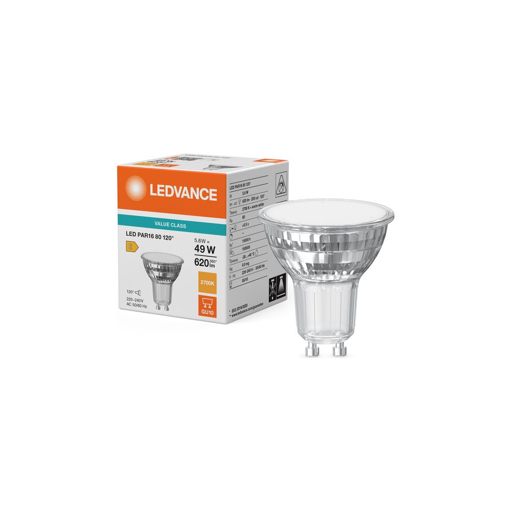 Ledvance LED-Reflektorlampe PAR16 GU10, 5,6W, 620lm, 2700K, 120 Grad, Glas, War... LEDVANCE-4099854457326 4099854457326 (Abb. 5)